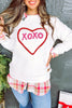 White XOXO Glitter Chenille Cable Knit Pullover Sweatshirt