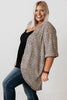 Khaki Plus Size Leopard Print Half Sleeve Open Front Cardigan