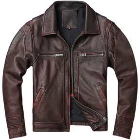 Men Cowhide Coat Vintage Men Leather Jacket Genuine Leather Clothes Men'S Winter Jacket Motorcycle Biker Jackets