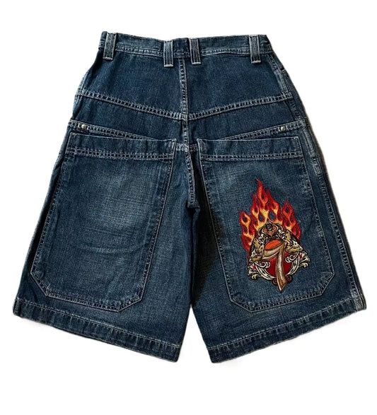 Y2K Baggy Shorts Pocket Gothic American Streetwear Pocket Printing Denim Gym Shorts Hip Hop Men Women Harajuku Basketball Shorts