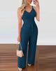 2023 Summer Woman Long Jumpsuits Elegant Sexy V-Neck Shirred Cami Top & High Waist Pants Set New Fashion Casual One Pieces