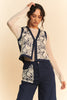 Davi & Dani Lace Patch Open Front Denim Vest