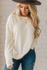 Beige Solid Textured Thumbhole Sleeve Top