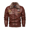 Men'S Leather Jacket Fashion High-Quality Detachable Fur Collar Autumn and Winter Thick Coat Original Embroidered Men Clothing