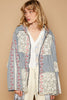 POL Embroidered Lace Patch Zip Up Hooded Jacket