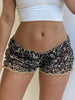 Retro Y2K Women Kawaii Leopard Printed Shorts Ruffle Vintage Cottage Shorts Elastic Slim Fit Bloomers Pants Fashion Streetwear