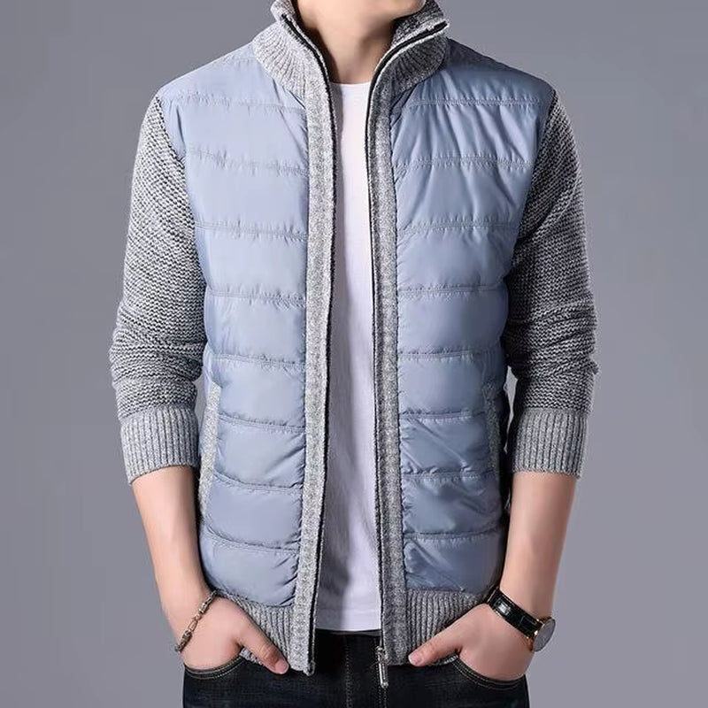 2023 New Men'S Thick Sweater Coat Male Autumn Winter Parkas Patchwork Sweatercoat Zipper Cardigans Sweater Man Jacket Outerwear