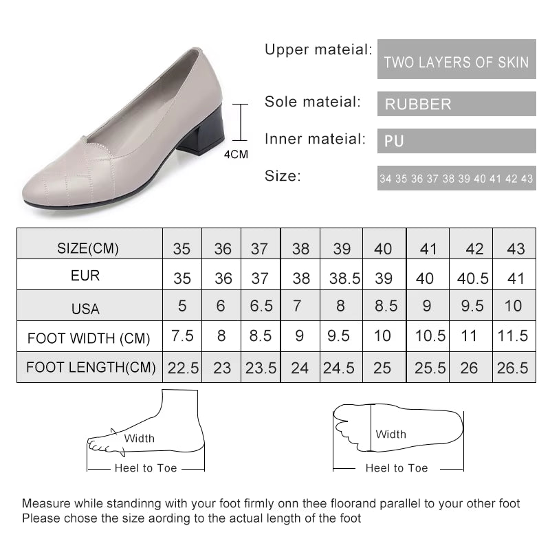 Office Shoes Women 2025 New Genuine Leather Shallow Mouth Women Spring Shoes Mid-Heel Middle-Aged Mother Shoes Women