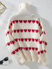 Heart Turtleneck Dropped Shoulder Sweater