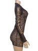 See through Dress Women Sexy Coquette Leopard Print Full Sleeve O-Neck Stretch Mini Bodycon Midnight Party Clubwear