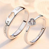 2Pcs/Set Romantic Couple Rings for Women Men Punk Heart ECG Black White Forever Love Promise Wedding Ring Valentine'S Day Gift