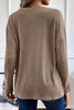 Rose Tan Rib Textured Henley Knit Top