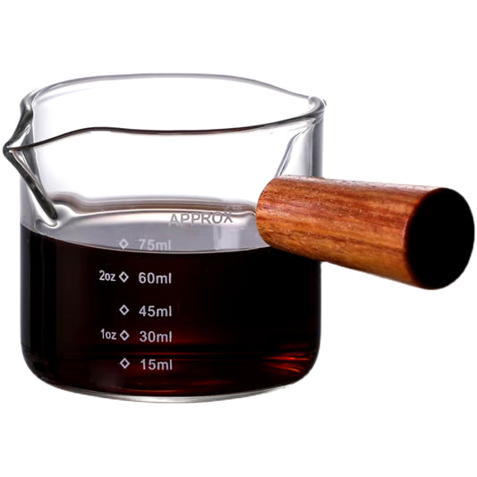 Double Pour Spout Heat Resistant Glass Measuring Cup Coffee Cup High Borosilicate Glass 75Ml Espresso Transfer Cup Milk Cup