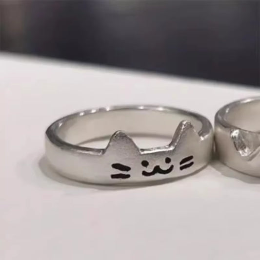 2Pcs Cute Cat Dog Animal Couple Ring for Women Men 2024 New Fashion Statement Lover Rings Valentine'S Day Party Jewelry Gifts