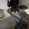 Vintage Distressed Low Waist Jeans Grunge Asymmetrical Waist Denim Pant Korean Fashion Black Flare Jeans Kpop Streetwear