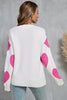 Angel Wings Contrast Heart Dropped Shoulder Long Sleeve Sweater