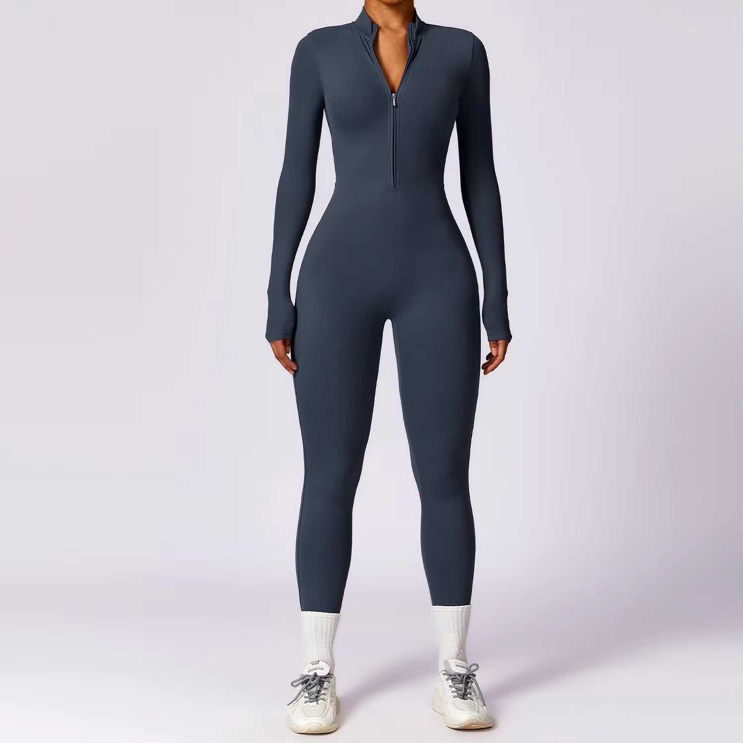 Yoga Jumpsuit Women Seamless Sports Zipper Jumpsuit Set Gym Long Sleeve Fitness Suit Elastic Gym Workout Bodysuit Athletic Wear