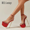 Summer Sexy PVC Transparen Open Peep Toe Platform High Heels Buckle Strap Sandals Women'S Nightclub Pole Dance Shoes