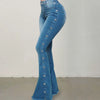 Stylish Flare Jeans Control Tummy Skin-Touch Skinny Flare Jeans Women Wide Leg Flare Denim Trousers