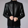 Men Faux Leather Jacket Men'S Faux Leather Motorcycle Jacket with Stand Collar Thick Warm Lining Windproof Design for Autumn