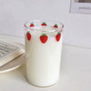 300Ml Strawberry Cute Glass Cup with Straw Creative Transparent Water Cup Student Milk Heat Resistant Glass Nana