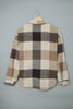 Plaid Color Block Buttoned Long Sleeve Jacket with Pocket