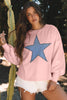 Apricot Studded Star Graphic Oversized Long Sleeve Top