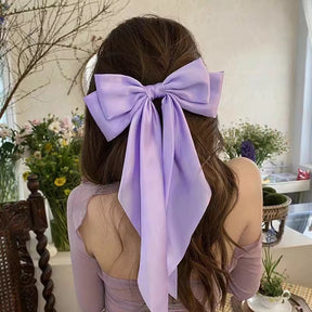 1/2Pcs Elegant Bow Ribbon Hair Clip Women Fashion Solid Bowknot Satin Hairpin Barrettes Girls Ponytail Clip Hair Accessories