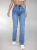 New Women'S Hot Jeans Slimming European and American Style Casual Versatile High Waist Washed Denim Trousers for Women