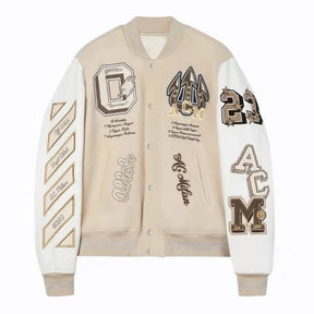 Trendy Soccer Fashion New Men'S Embroidered Bomber Jacket Hip Hop Letter Splicing Leather Baseball Clothing Y2K Jacket