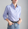 Blue Striped Shirt for Women Loose Spring Autumn Casual Long Sleeves Shirt Fashion Clothes for Ladies Office Lady Wear