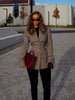 Woman Commute Khaki Plaid Suit Coat V Neck Lapel Long Sleeved Loose Button Jacket Fashion Charm Office Street Female Outercoat