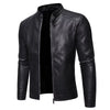 Men'S Standing Collar Leather Jacket Autumn Oversized Slim Motorcycle Cycling Suit Winter Thickened PU Leather Work Clothes