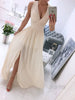 Elegant Deep V-Neck Summer Women Party Dress Sexy Solid Sleeveless Dancing Ladies Dress Fashion Slim Fitness Princess Long Dress