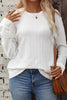 White Round Neck Drop Shoulder Textured Knit Top