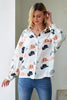 Hat Print Collared Neck Long Sleeve Shirt