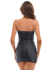 Womens Glossy Strapless Bodycon Dress Sexy Summer Bikini Cover Ups Solid Stretchy Mini Pencil Dresses Rave Party Clubwear