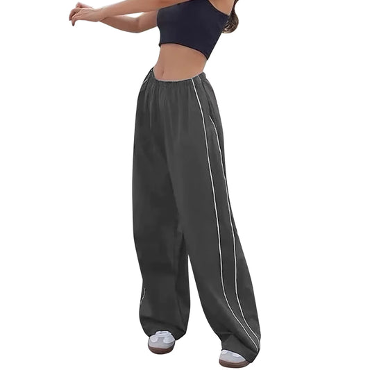 Y2K Baggy Cargo Pants for Women Drawstring Elastic Low Waist Parachute Pants Sweatpants Loose Hippie Pants Trousers