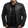 Men'S Biker Leather Jacket Stand-Up Collar Punk Leather Jacket Men