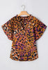 Leopard Notched Short Sleeve Blouse