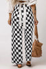 Black 2-Tone Checked Print High Waist Wide Leg Pants