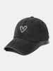 Embroidered Heart Washed Cotton Baseball Cap