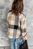 Plaid Color Block Buttoned Long Sleeve Jacket with Pocket