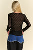 Davi & Dani Bow Mesh Round Neck Long Sleeve Top