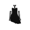 Winter Sister Party Dignified Intellectual Elegant Mature Beautiful Gentle Sweet Women'S Black Irregular Halter Dress