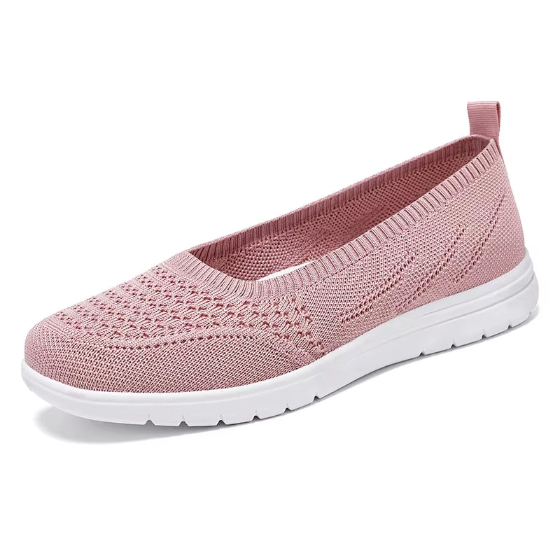 Women'S Slip on Solid Color Shoes Summer Fashion Mesh Breathable Casual Shoes Walking Non Slip Platform Sandals Flats Loafers