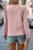 Rose Red Cable Textured Puff Sleeve Sweatshirt