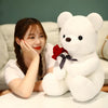 Kawaii Teddy Bear with Roses Plush Toy Soft Bear Stuffed Doll Romantic Gift for Lover Home Decor Valentine'S Day Gifts for Girls