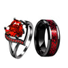 Charm Couple Rings for Men Stainless Steel Celtic Dragon Ring Heart Red Zircon Women Wedding Rings Set Valentine'S Day Jewelry