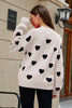 Woven Right Heart Pattern Lantern Sleeve Round Neck Tunic Sweater